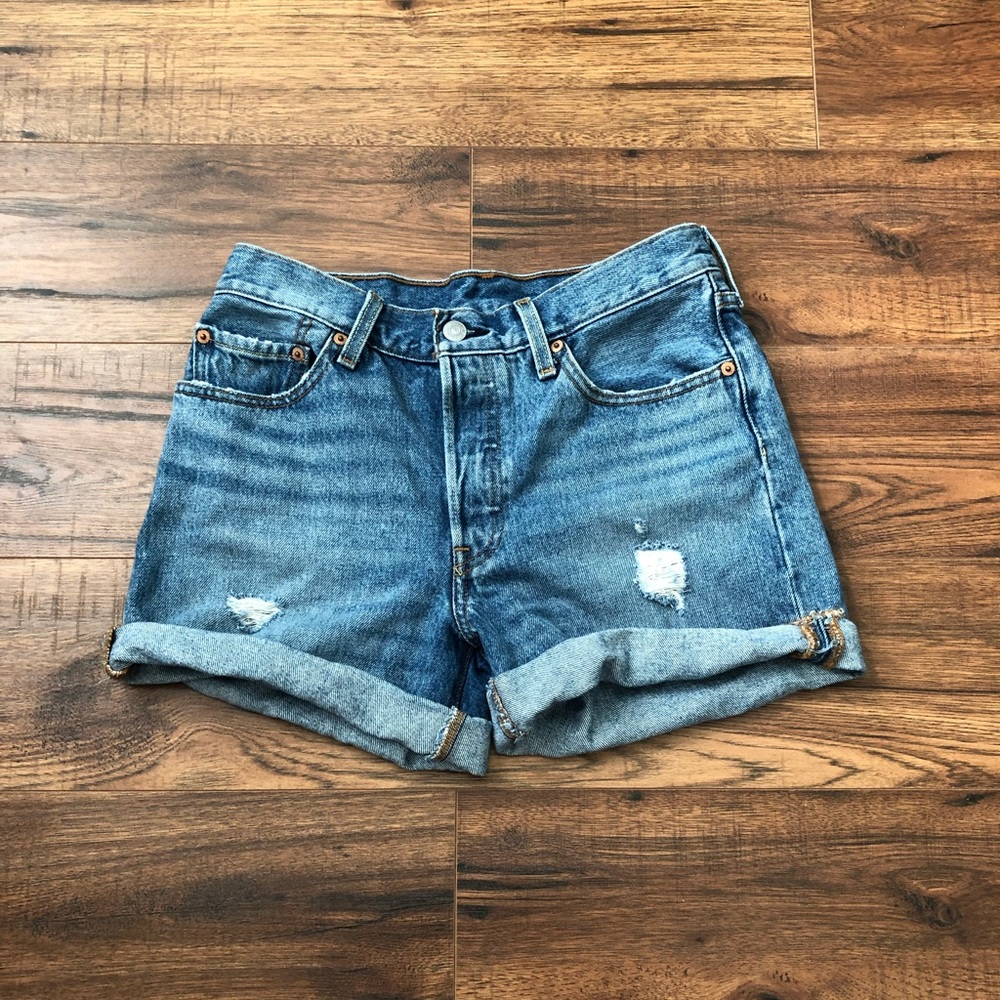 Levi’s High Waisted Cuffed Denim Shorts